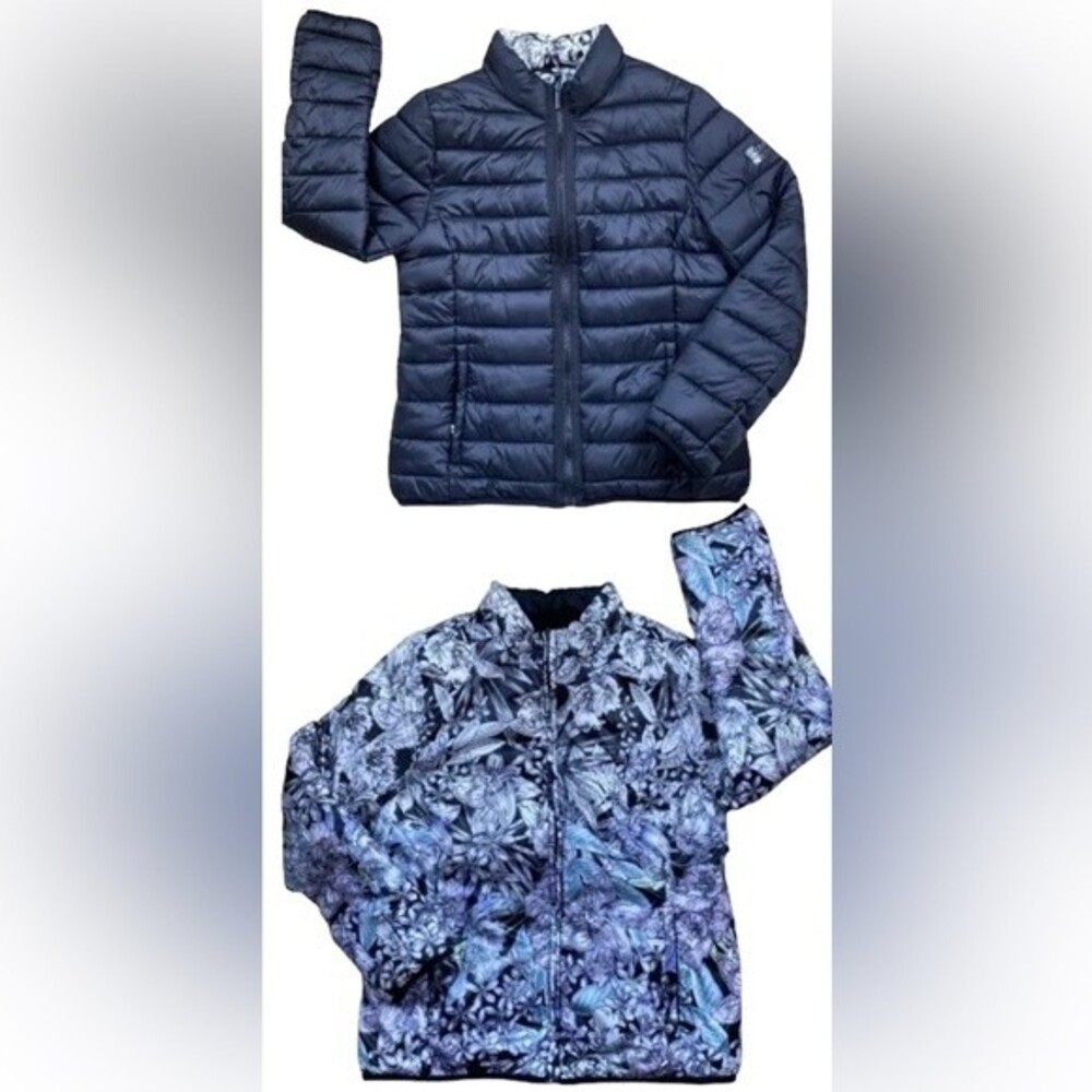 Calvin Klein Performance Women Reversible Black Or Floral Puffer Jacket …